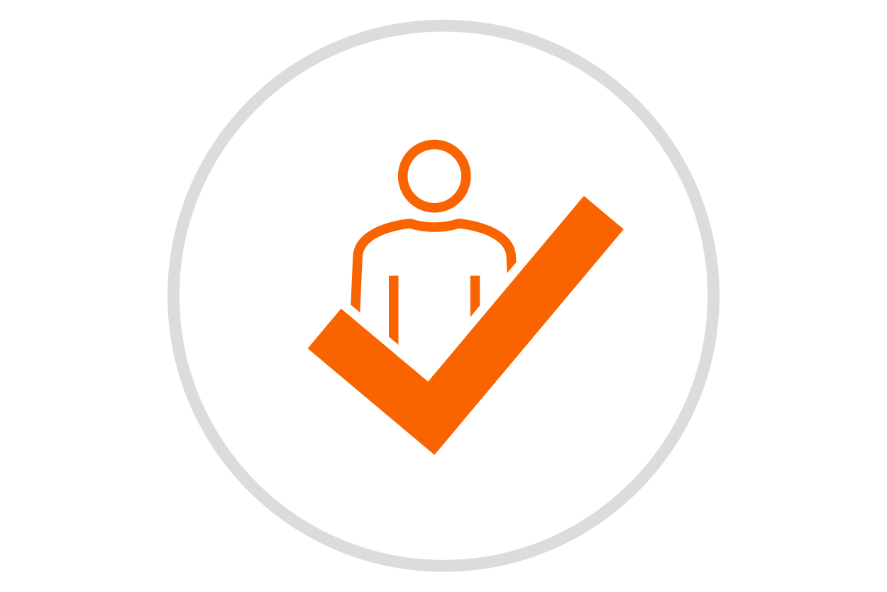 Icon with a man and a check mark